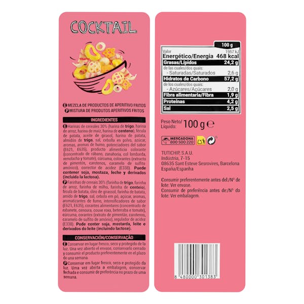 Cocktail mezcla aperitivos fritos Hacendado