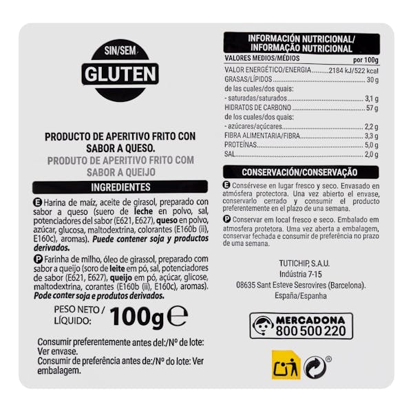 Cuquitos sabor queso Hacendado