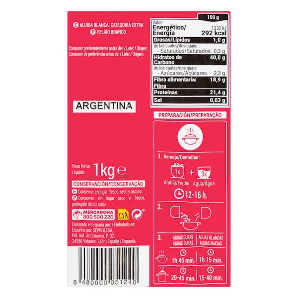 Alubia blanca Hacendado categoría extra