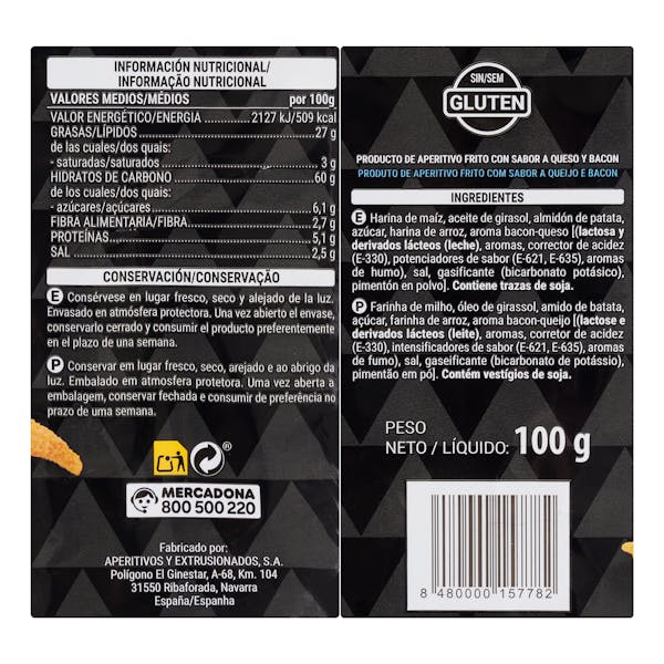 Conos sabor bacón y queso Hacendado