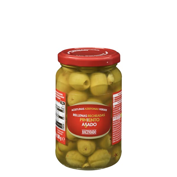 Aceitunas verdes rellenas de pimiento asado Hacendado