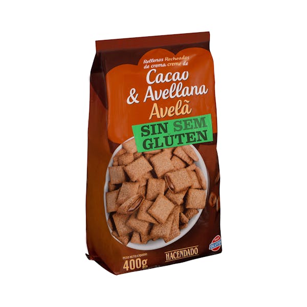 Cereales rellenos de crema de cacao y avellana Hacendado sin gluten
