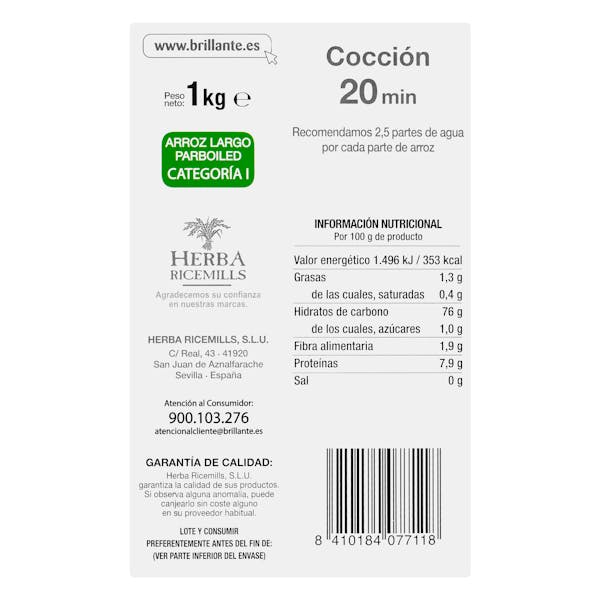 Arroz vaporizado Brillante