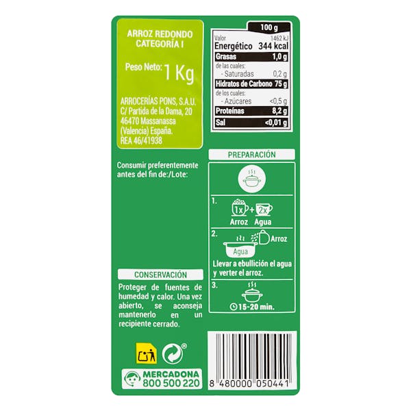 Arroz redondo Hacendado