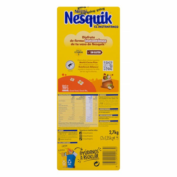 Cacao soluble instantáneo Nesquik 2,7 KG